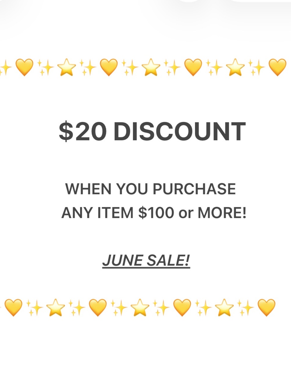 Send an offer for any item over $100 and subtract $20! ONLY VALID THROUGH JUNE!